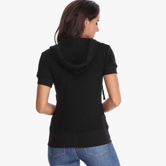 4 MISS MOLY Women's Short Sleeve Hoodie Full Zip Up Cotton Slim Fit Sweatshirt - Picture 3 of 10